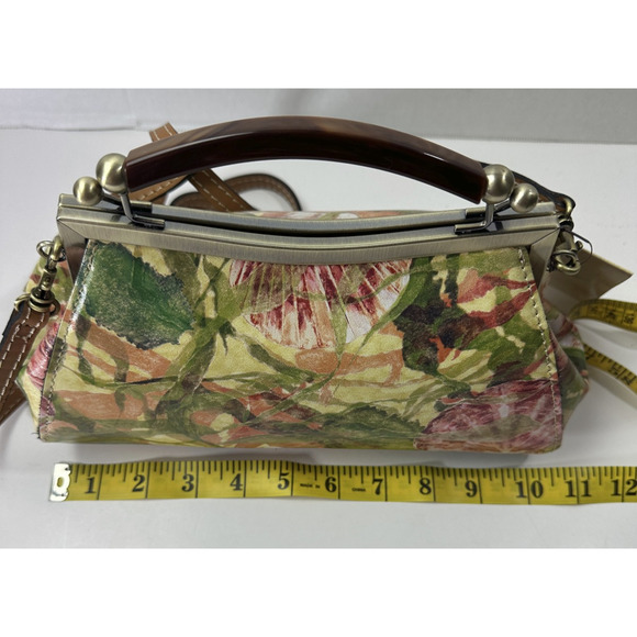 NWT Patricia Nash Kelmscott Frame Bag Leather Satchel Crossbody Seashells Floral - Picture 9 of 13